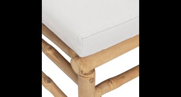 Lounge set – Loungeset – Tuinset – Tuinmeubelset – Loungebank – Bamboe – Lichtgrijze Kussens – Duurzaam Natuurlijk Materiaal – Modulaire Tafel