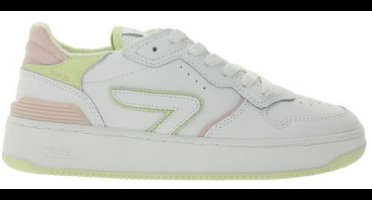 HUB | Dames | Sneakers | Smash L31 | Wit – Roze | Echt Leer | Terry Lining | Ventilerende Insole | Comfort & Premium Look | Maat 39 1/2