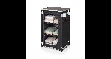 Tristar Campingkast Inklapbaar – Aluminium Frame – 3 Lagen – Verstelbare Poten – Zijvakken – Inclusief Draagtas – Zwart - CU-0809
