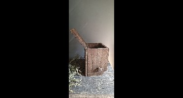 toiletrolhouder hout landelijk teak met klepje