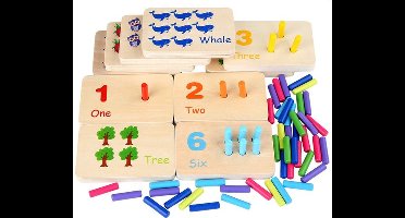 Montessori-telblokken - Telbordspelletjes voor peuters - Houten rekenmateriaal voor kleuters - Montessori-leerspeelgoed met cijfers