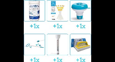 Zwembad Onderhoudspakket - Onderhoud Zwembad - bevat Chloor - Testrips - Chloordrijver - Schoonmaakset - Thermometer en Scrubborstel (6-delig)