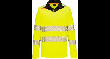 Portwest DX4 Hi-Vis polo lange mouw met rits DX419 - Geel/Zwart - M