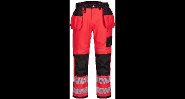 Portwest PW3 Hi-Vis Werkbroek met Holster Pockets T501 - Rood/Zwart - 44