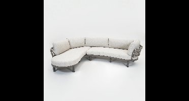Vita - Castel organic hoekset - Met kussens - aluminium onderstel - weersbestendig rope - deluxe loungeset - creme - Vita tuinmeubelen