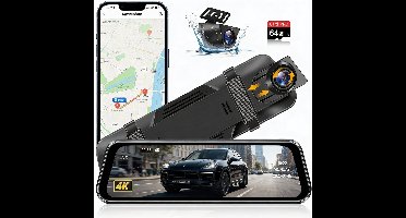 Dashcam Voor Auto Spiegel Full HD en Volledig Overzicht – Spiegel Dashcam Met Achteruitkijkcamera en Brede Kijkhoek – Loop-Recording en G-Sensor Voor Continue Opname | Achteruitrijlijn Voor Extra Veiligheid