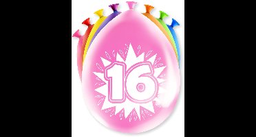 Happy Party ballonnen 16 jaar (8 stuks)