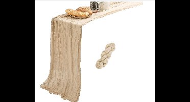 1 stuk 300cm ultra lange tafeldoek - Bohemische landelijke stijl - Beige - Geschikt voor bruiloften, babyborrels en feestdecoratie