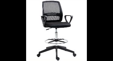 Staandekruk – Bureaustoel – Draaistoel – Kantoorstoel – Verstelbare Kruk – Ergonomisch – Metalen Frame – Voetensteun – Zwart – Hoogte Verstelbaar 102,5-126 cm