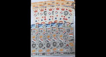10 stuks 5 x Stickers Holland & 5 x Tattoo Holland , EK, Holland, Voetbal, Verjaardag, Eurosongfestival, Kinderen en Volwassenen