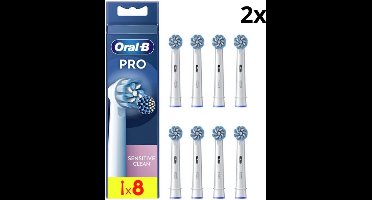 Oral B PRO Sensitive Clean Opzetborstels Wit - 2 x 8 stuks