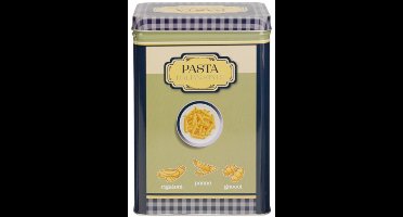 Excellent Houseware Pasta / spaghetti bewaarblik Nostagia - blauw - metaal - Italiaans - 13 x 9 x 18 cm - voorraadblik