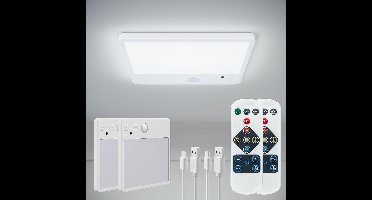 2 stuks oplaadbare bewegingssensor plafondlamp met afstandsbediening - 8000 mAh magnetische draadloze plafondlampen op batterijen - LED-verlichting voor trappen, bijkeuken, gang en veranda