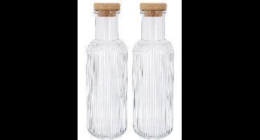 Cosy & Trendy Karaf met Kurk - Waterkaraf - Raya - Transparant - 1 Liter - 2 stuks