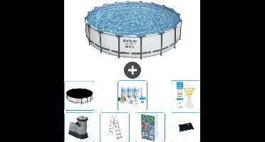 Bestway Rond Steel Pro MAX Zwembad - 549 x 122 cm - Grijs - Inclusief Pomp - Ladder - Afdekzeil - Onderhoudspakket - Solar Mat - 8-delig