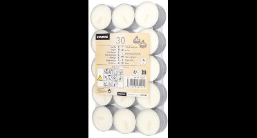 20x 30 Theelichten Ø 37 mm · 16 mm wit