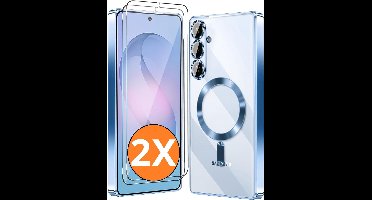 Hoesje Magsafe Geschikt voor Samsung Galaxy S26 hoesje backcover Blauw – Lens beschermer – Transparant hoesje met Samsung S26 screenprotector - 2 stuks