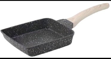 Vierkante koekenpan met antiaanbaklaag / Tamagoyaki-pan — Ideaal voor het bereiden van dikke omeletten en ontbijtgerechten — Vierkante kookpan (zwart)