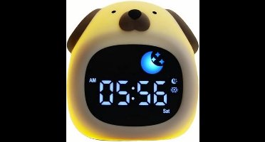 Interactieve Kinderwekker & Nachtlamp - Hondje - 9 Kleuren Licht - 6 Slaapgeluiden (White Noise) - Slaaptrainer voor Kinderen - Oplaadbaar