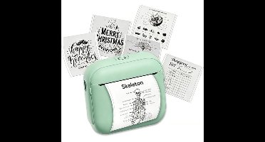 Mini-labelprinter - Bluetooth-labelprinter met 5 rollen thermisch papier en 5 rollen zelfklevende labels, thermische labelprinter voor in de zak, geschikt voor thuis, op kantoor, in instellingen en kleine bedrijven (Groen)