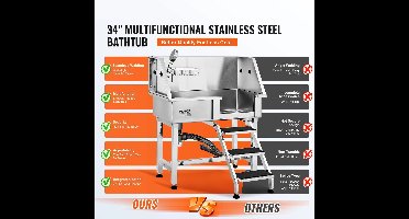 Badkuip - Hondenbadkuip - Hondenbadkuip - Hondentrimstation - met opritkraan Hondenbadkuip - voor het wassen van huisdieren thuis - Linkerdeur