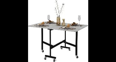 Klaptafel – Inklapbare Tafel – Vouwtafel – Campingtafel – Eettafel – Verstelbaar 52,5-120 cm – Stevig Stalen Frame