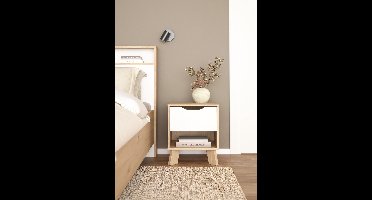 Nachtkastje Ikast 1 lade Hickory/Wit - Giga Living