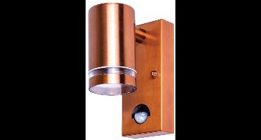 Integral buiten wandlamp koper met sensor IP54 voor 1x GU10 LED lamp (niet inbegrepen) Buitenlamp | GU10 | Max 1x 5W exclusief