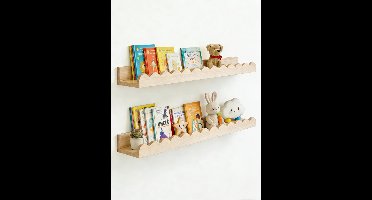 2 stuks kinderboekenplank - zwevende kinderboekenplanken - fotolijst voor wanddecoratie en opslag - perfect voor boeken, speelgoed, fotolijsten en kinderkamerdecoratie - 42 cm