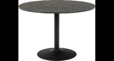Eettafel Heeze - Marmer - Zwart - Ø 110 cm - 74 cm hoog - Rond - Eetkamertafel - Keukentafel