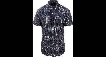 Suitable Short Sleeve Overhemd Print Donkerblauw (navy) - Maat XXL - Heren - Casual Shirt