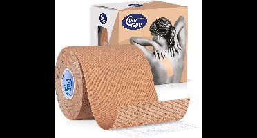 CureTape® Classic Beige - Kinesiotape - 7,5 cm x 5 m 1 rol - huidvriendelijke brede elastische kinesiotape - FysioTape - Kinesiologie Tape - Cure Tape- Geschikt voor blessures en klachten - Ideaal voor grote spiergroepen