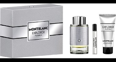 Montblanc Explorer Platinum Giftset - 100 ml eau de parfum spray + 7,5 ml eau de parfum tasspray + 100 ml showergel - cadeauset voor heren