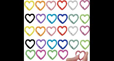 28 Stuks Hart-vorm Karabijnhaken Sleutelhangers in 14 Verschillende Kleuren - Musketonhaak Sleutelringen - Musketon Hartjes Sleutel Hangers - Klein Carabiners - Mini Karabijn haak - Karabijnsluitingen en ringetjes - 25mm