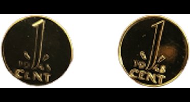 Vergulde gulden cent manchetknopen - jaar 1952