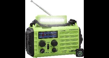 oCreon NOAA/AM/FM/SW Noodradio met Zonne- en Handslinger - 5000mAh Powerbank - SOS Alarm - Kompas