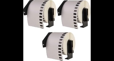 Label Tape Geschikt voor Brother DK-22205 | 62 mm x 30,48 m | Zwart op Wit - 3 stuks - Geschikt voor: QL-500 QL-550 QL-560 QL-570 QL-580N QL-650TD QL-1050N QL-1060N QL-700 QL-710W QL-720NW QL-800 QL-810W QL-820NW TD-2130N QL-600 QL-1100 QL-1110