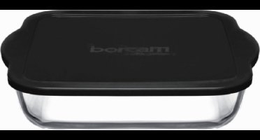 Pasabahce - Borcam vierkant ovenschaal groot, met zwarte deksel - 3200cc