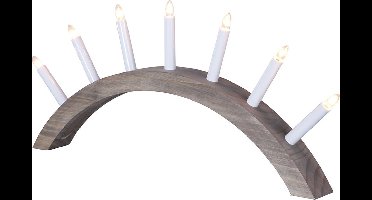 Star Trading 'Aura' houten kaarsenboog, 7 E10 kaarsen, netvoeding, bruin gebeitst, B 58 cm, H 29 cm