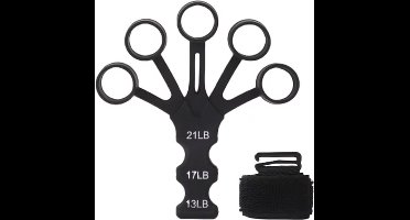New Age Devi - Zwarte Siliconen Gripster Grip Strengthener - Vinger Brancard - Hand Grip Trainer - Fitness Training en Oefening - Hand Strengthener