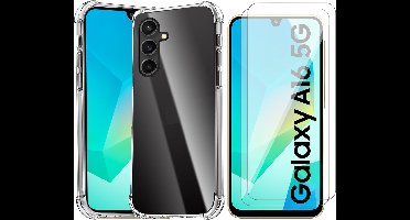 Hoesje geschikt voor Samsung Galaxy A16 - 2x Screenprotector Glas - Shockproof Transparant