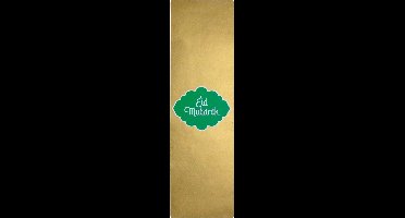 Etiket | Verzendetiket | papier | Eid Mubarak | 200x60mm | groen/goud/wit | rol à 100 stuks
