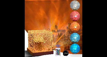 oCreon Watergolflamp Melkwegprojector 16 Kleuren - Oceaangolf-effecten - Afstandsbediening - Houten Basis
