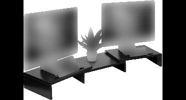 Somstyle Monitor Standaard - Verstelbaar - Monitor Verhoger voor 2 Schermen - Bureau Organizer - Beeldscherm Verhoger - Zwart
