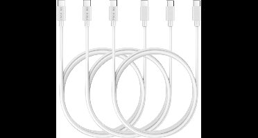 3x USB C naar USB C Kabel Wit - 1 meter - Oplaadkabel voor Samsung Galaxy S25 / S25 PLUS / S25 ULTRA / S24 / S24 PLUS / S24 ULTRA / S23 / S23 PLUS / S23 ULTRA