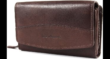 bruno banani Leren Portemonnee Lavato Wallet with Flap Brown Bruine