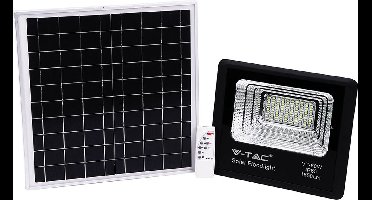 V-TAC VT-60W Solar Schijnwerper - IP65 Waterdicht - Zwart - 20W - 1650 Lumen - 6000K