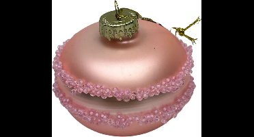 Housevitamin Kerst ornament -kerstbal - Macaron - Glas - Roze - 6,5x6,5x5,5cm