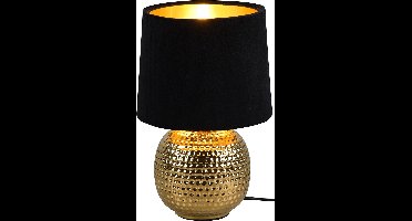 LED Tafellamp - Torna Sofia - E14 Fitting - Rond - Mat Zwart/Goud - Keramiek