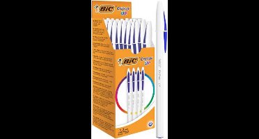 BIC Cristal Up Balpennen - Blauw - Doos van 20 Stuks - Medium Punt 1.2 mm